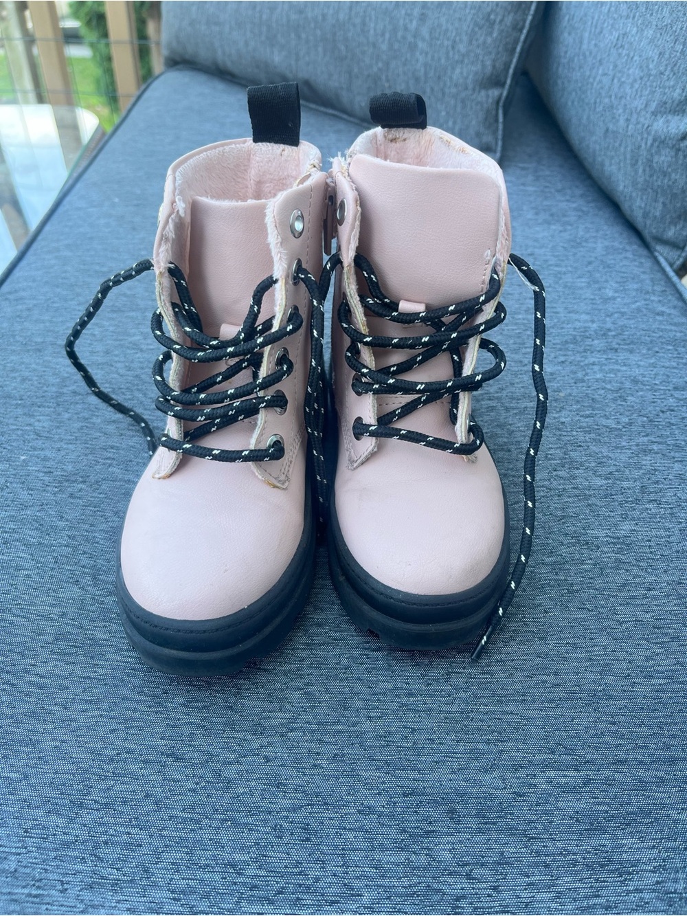 Kids Pink Lace-Up Ankle Boots